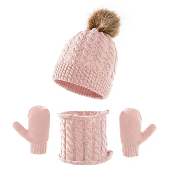 Copilul Pălării, Eșarfe și Mănuși cu un deget Cald Set de Iarna Beanie Hat Infant Gât mai Cald Vreme Rece Mănuși 3Pcs
