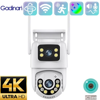 Gadinan 4K 8MP PTZ Dual Lens Security Camera Wifi în aer liber Color Viziune de Noapte de Urmărire Automată Ecran Dual de Supraveghere Video iCSee