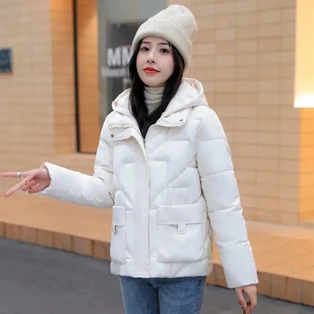 Iarna Parka Jacheta Femei 2023 Nou Coreean Liber În Jos Bumbac Paltoane Femei Cu Glugă Îngroșa Cald Căptușit Casual Palton Femei Topuri
