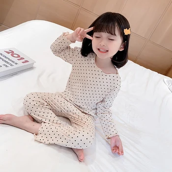 Toamna Iarna Noi Copii Băieți Fete Drăguț Polka Dot Set De Pijama Pentru Copii Copilul Dulce Maneca Lunga Cu Dungi Bumbac 2 Buc Costum De Haine