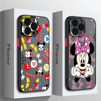 Drăguț Minnie Anime Pentru Apple iPhone 15 14 13 12 11 Mini Pro Max 8 7 6S 6 XR X XS Plus Mat Translucid Telefon Acoperi Caz