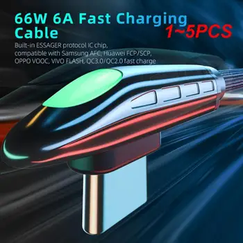 1~5PCS 6A USB de Tip C Cablu Pentru Mate 40 66W CONDUS de Încărcare Rapidă USB-C Încărcător Cablu de 90 de Grade, Cablu de Date