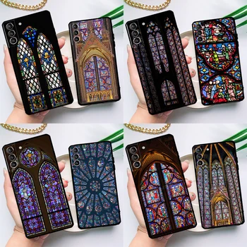 biserica Sainte-Chapelle Vitralii Acoperire Pentru Samsung Galaxy S23 S20 S21 FE S22 Plus Nota 20, Ultra Nota 10 S8 S9 S10 Plus Caz