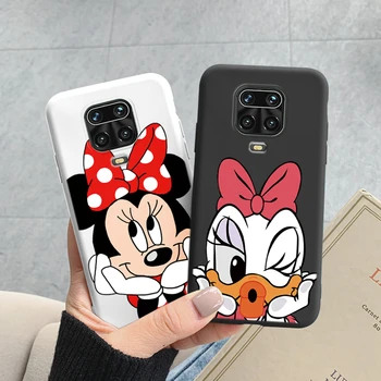 Silicon Telefon Caz Pentru Redmi Nota 9 Pro Max 9S Capac Roz Mickey, Minnie, Donald Duck Funda Pentru Redmi Notă 9Pro Note9S Arc Cusatura