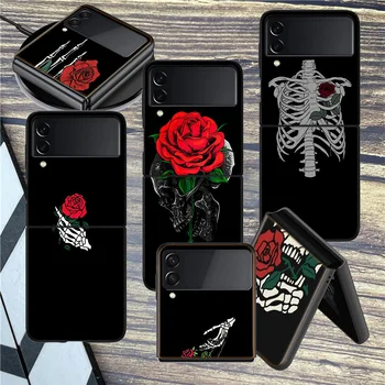 Trandafiri Rosii luminoase Flori Pentru Telefon Samsung Z Flip 3 4 5 5G de Acoperire rezistent la Șocuri Greu Galaxy Z Flip 5 4 3 5G Caz Celula de Lux PC Shel